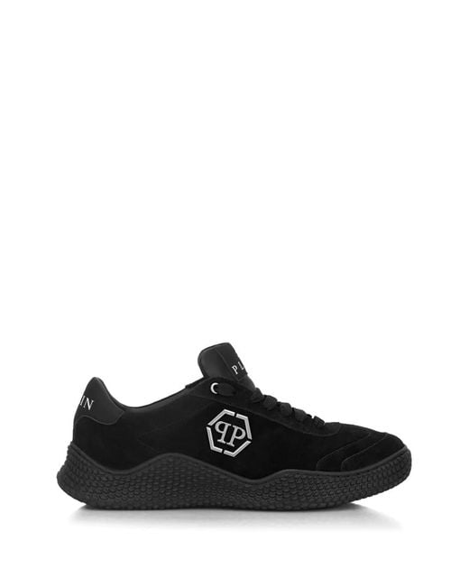Philipp Plein Black Hexagon Runner Lace-Up Sneakers