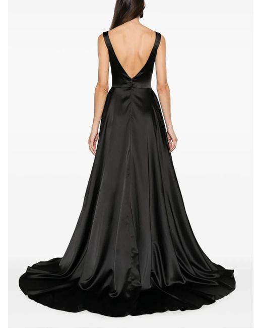 Atu Body Couture Black V-Back Satin Gown