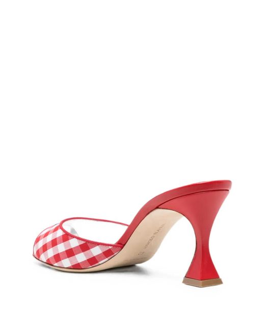 Manolo Blahnik Pink Jadara Gingham Mules