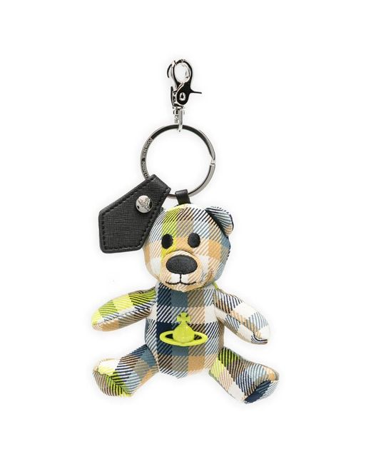 Vivienne Westwood Blue Porte-Clés Teddy Bear À Motif Tartan