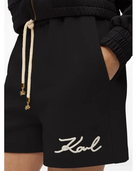 Karl Lagerfeld Black Logo-Detail Shorts