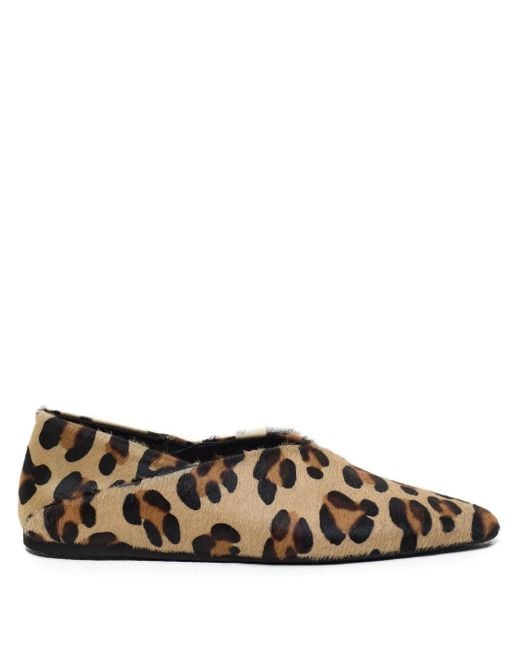 Closed Brown Leopard-Print Ballerinas
