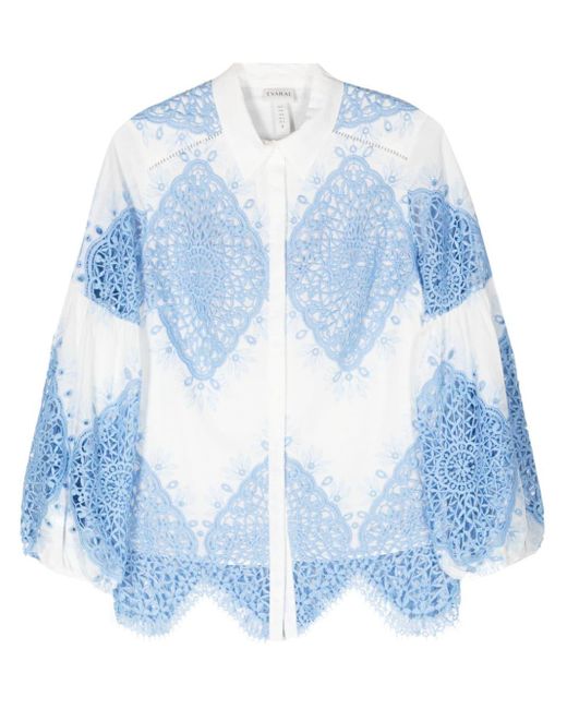Evarae Blue Nora Lace-embroidered Shirt