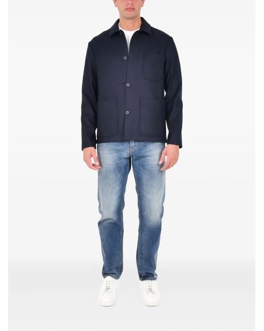 Drumohr Blue Patch-Pocket Overshirt for men