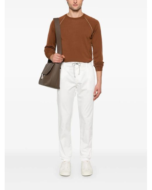 Eleventy White Drawstring Trousers for men