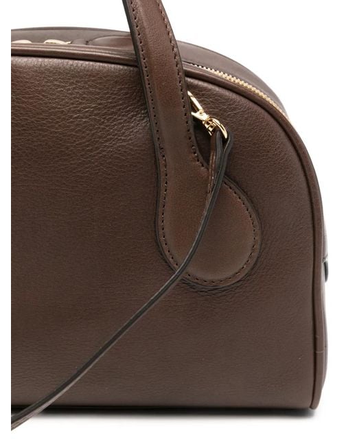 Liffner Brown Mini Bowling Smooth Leather Tote Bag
