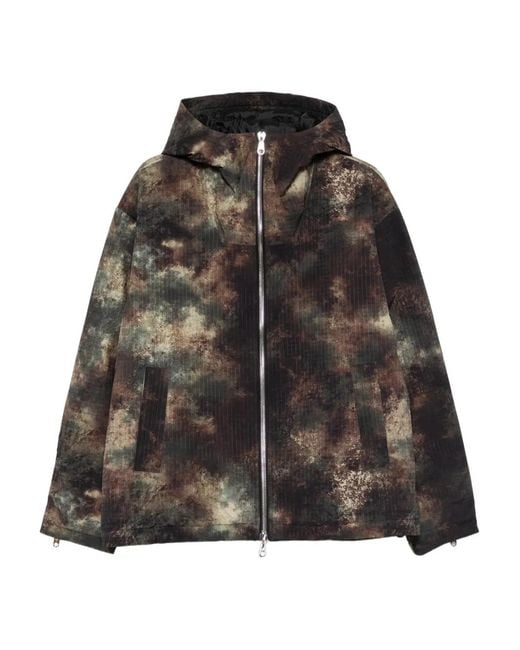 Cole Buxton Black Camouflage-Pattern Hooded Jacket for men
