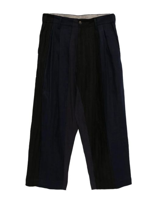 Ziggy Chen Black Collaged Wide-Leg Trousers for men