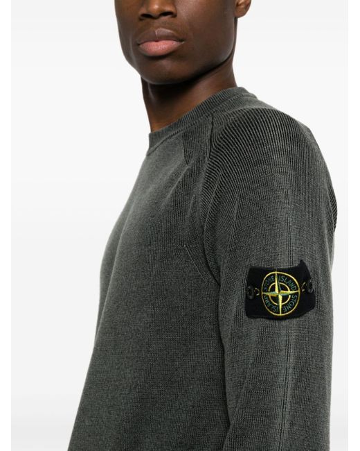 Stone Island Gray Compass-badge Virgin-wool Sweatshirt for men