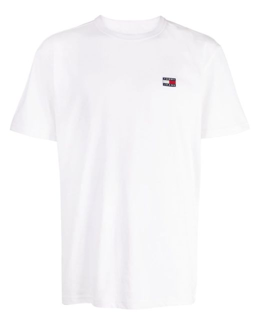 Tommy Hilfiger White Logo-patch Cotton T-shirt for men