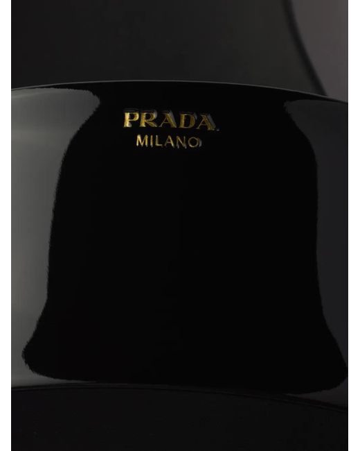 Prada White Patent Leather Slides
