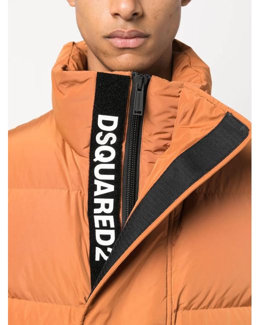 DSquared² Orange Funnel-Neck Padded Gilet for men