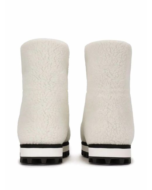 Dolce & Gabbana White Logo-Patch Ankle Boots for men