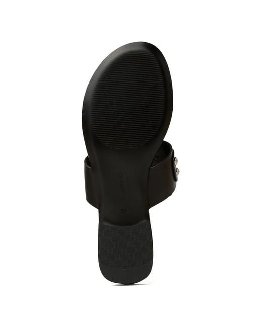 Karl Lagerfeld Black Roxy Stud-Trim Flat Sandals