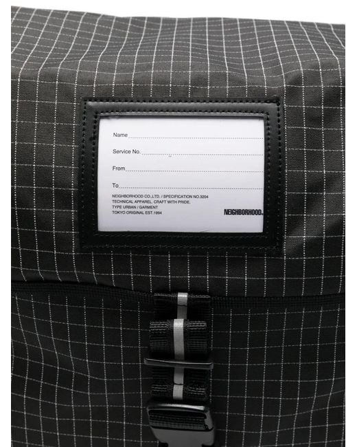 Neighborhood Black Grid-Pattern Messenger Bag for men