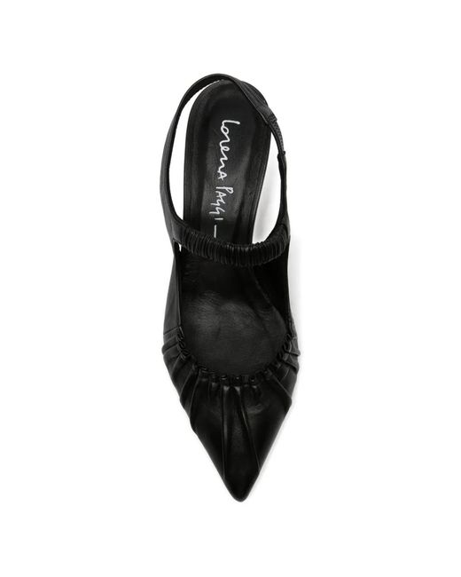 LORENA PAGGI Black Ruched Slingback Pumps