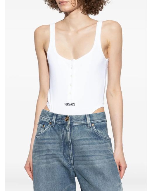 Versace White Button-Front Cotton Body