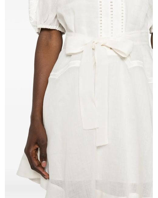 Twinset White Robe Courte À Fleurs Brodées