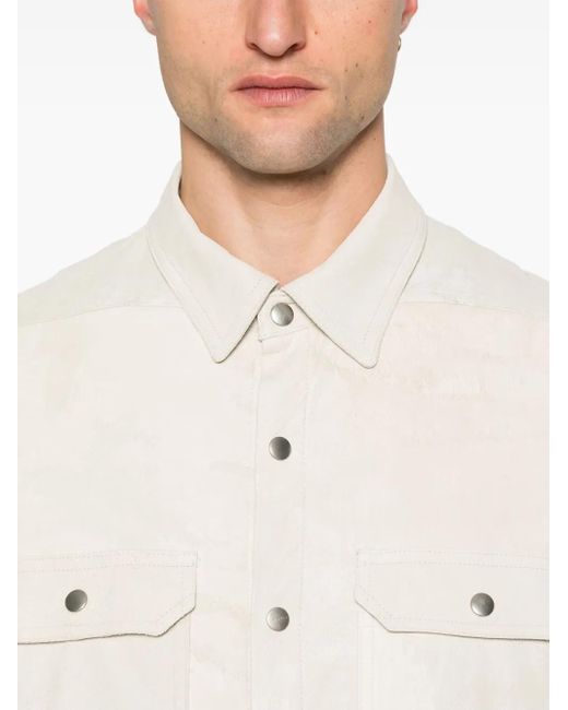 Rick Owens White Leather Overshirt for men
