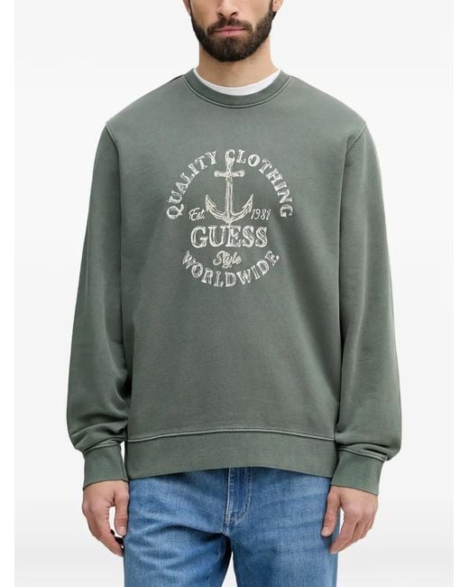 Guess Gray Embroidered Sweatshirt for men