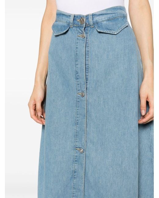 Moschino Jeans Blue A-line Buttoned Denim Skirt