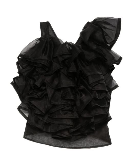 Viktor & Rolf Black Ruffled Volant Top