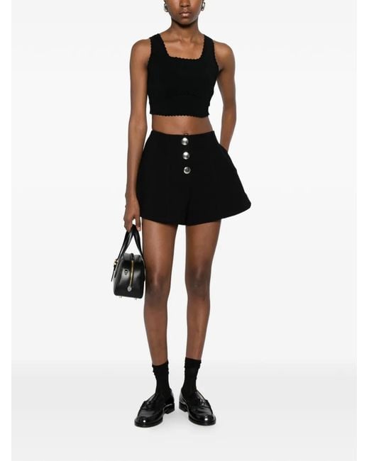 Sandro Black Cropped Decorative Knit Top