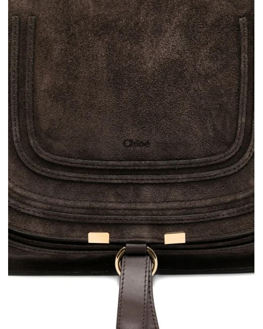 Chloé Black Rolled-Handle Suede Tote Bag