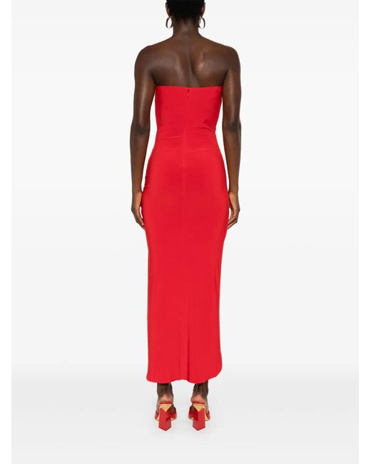 Nissa Red Fringe-Detail Maxi Dress