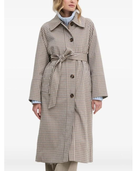 Barbour Women's Gray Beatrix Check Belted Trench Coat