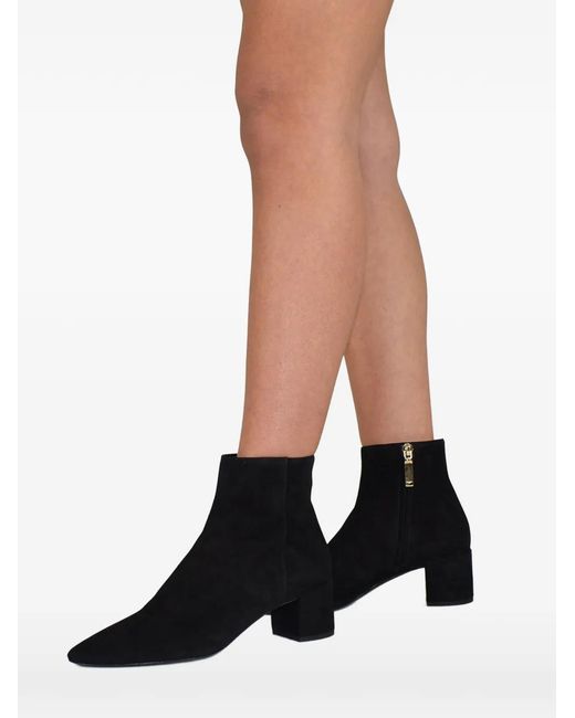 Saint Laurent Black Zipped Loulou Ankle Boots