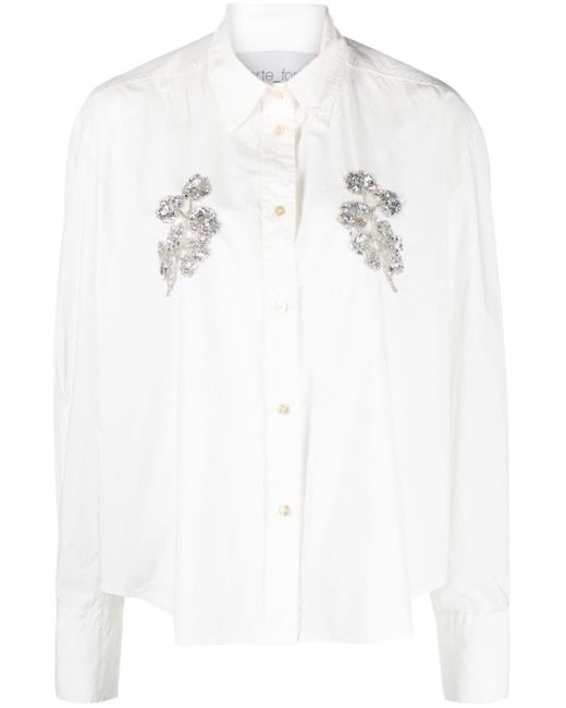 Camisa con aplique floral Forte Forte de color White