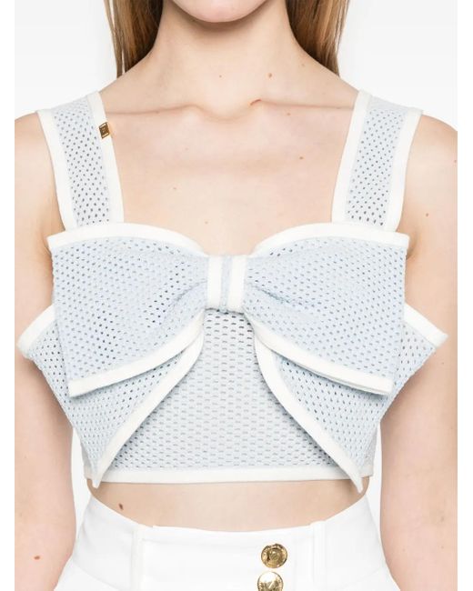 Elisabetta Franchi リボンディテール クロップドトップ White