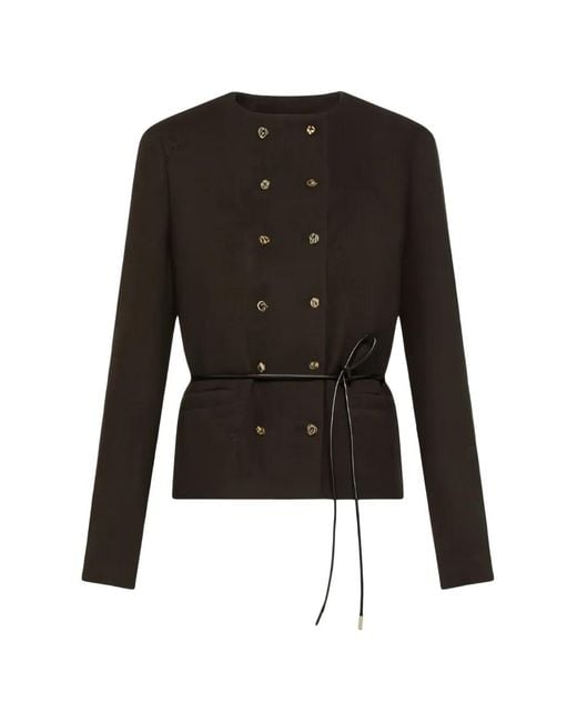 Seventy Black Double-Breasted Belted Jacket