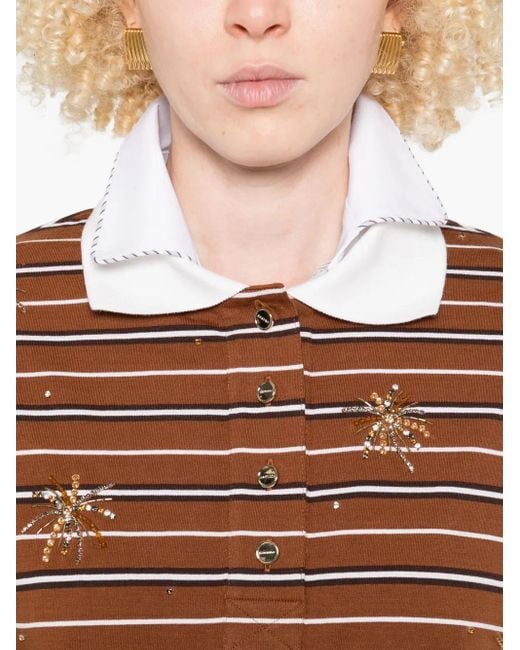 Sandro ストライプ ポロシャツ Brown