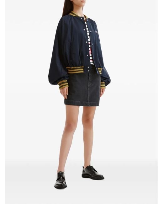 we11done Blue Logo-Patch Mini Skirt