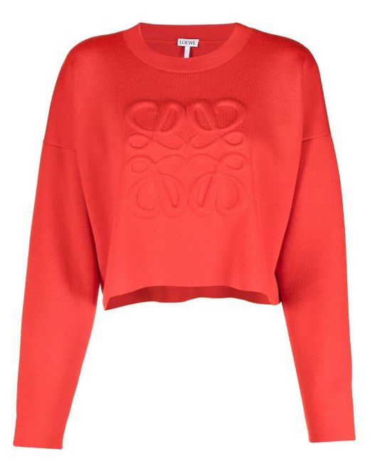 Womens Activewear gym and workout clothes Loewe Printed High-neck Cotton Sweatshirt in Red gym and workout clothes Loewe Activewear 