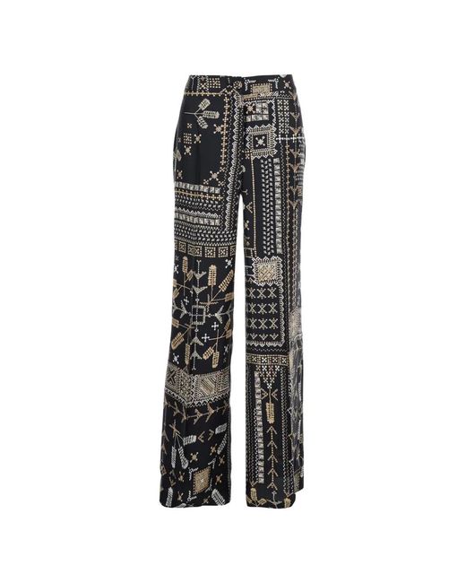 Momoní Black Geometric-Pattern Trousers