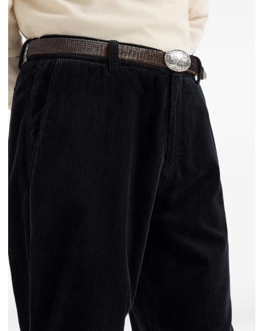 Brunello Cucinelli Black Garment-Dyed Corduroy Trousers for men