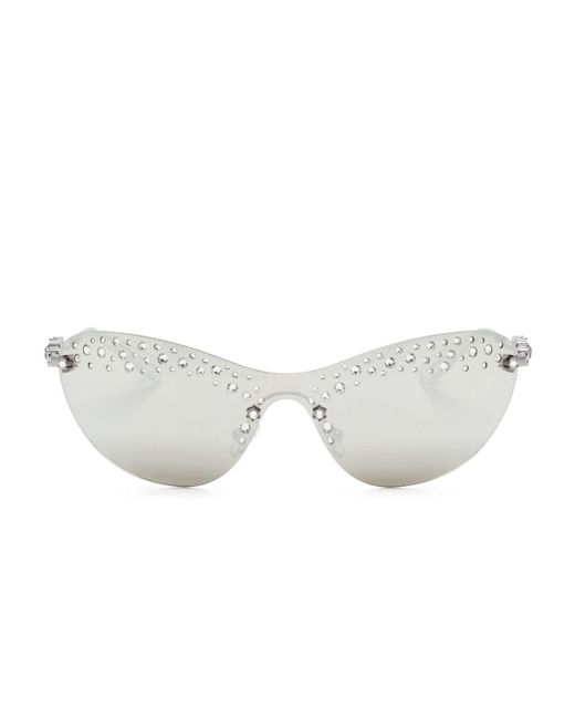 Swarovski White Crystal-embellished Shield-frame Sunglasses