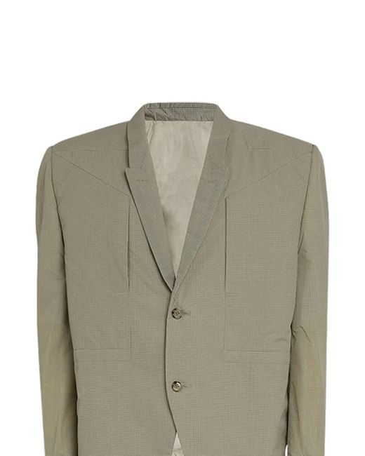 Rick Owens Green Two-Button Check Coat