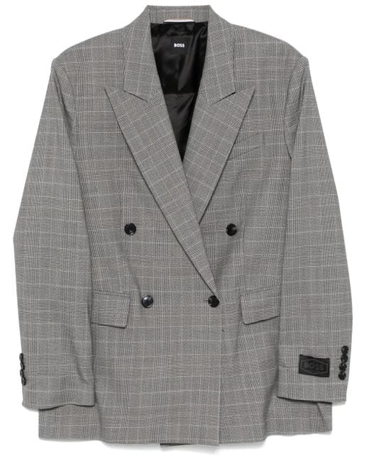 Boss Gray Prince Of Wales-Check Blazer