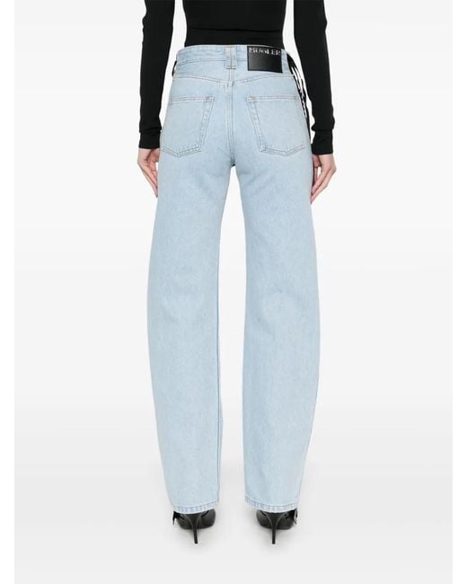 Mugler Blue Lace-up Straight Leg Jeans