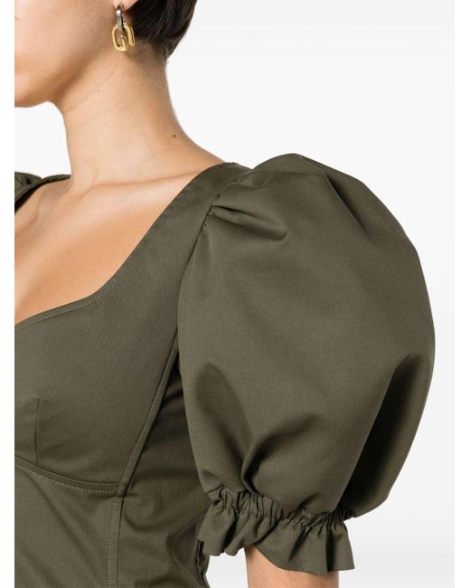 Moschino Green Puff-sleeve Cotton Minidress