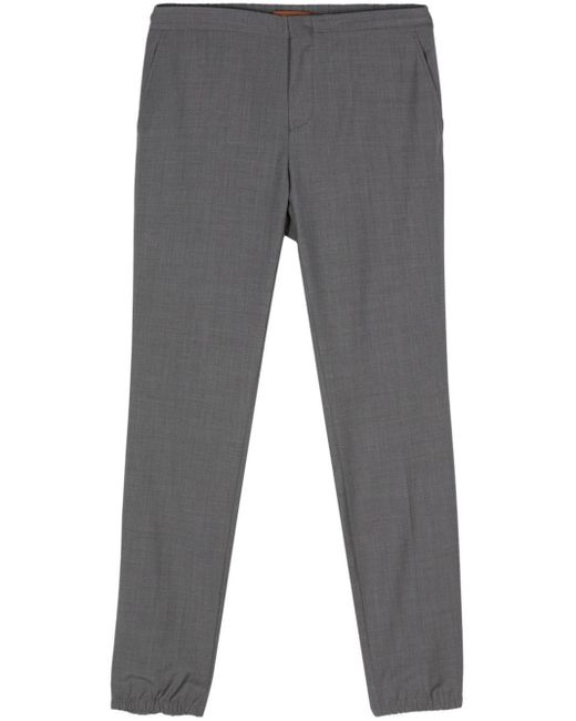 Zegna Gray Wool Tapered Trousers for men