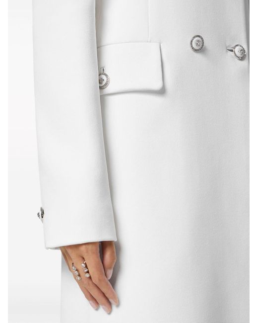 Versace White Doppelreihiger Mantel mit Spreizkragen