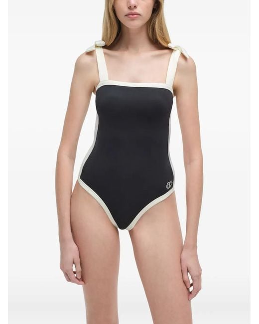 Jonathan Simkhai Black Colour-Blocked Tie-Strap Swimsuit