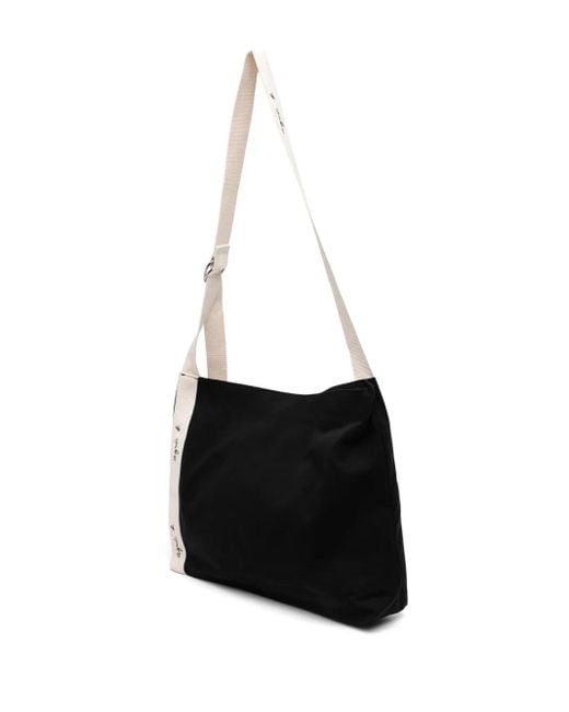 Agnes B. Black Logo-Patch Canvas Tote Bag