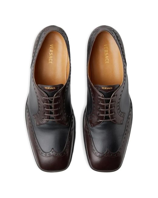 Versace Black Mick Leather Derby Shoes for men