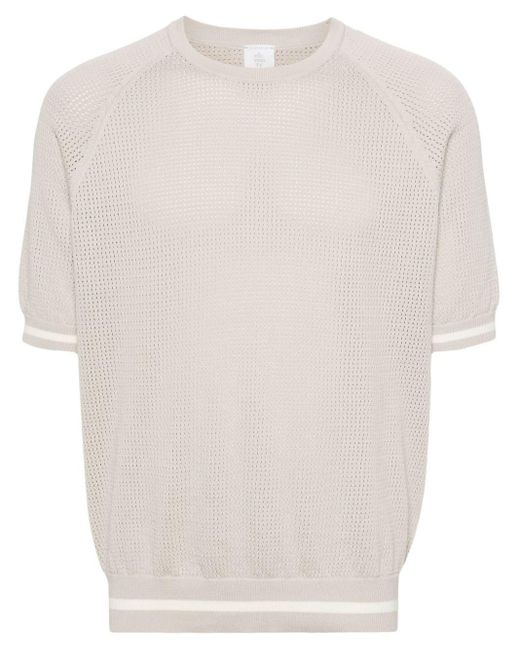 Eleventy T-Shirt mit Lochstrickmuster in White für Herren